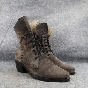 Dkode Shoes Womens 38 Boots Lace Up Fashion Leather Victorian Classic Chic Grey